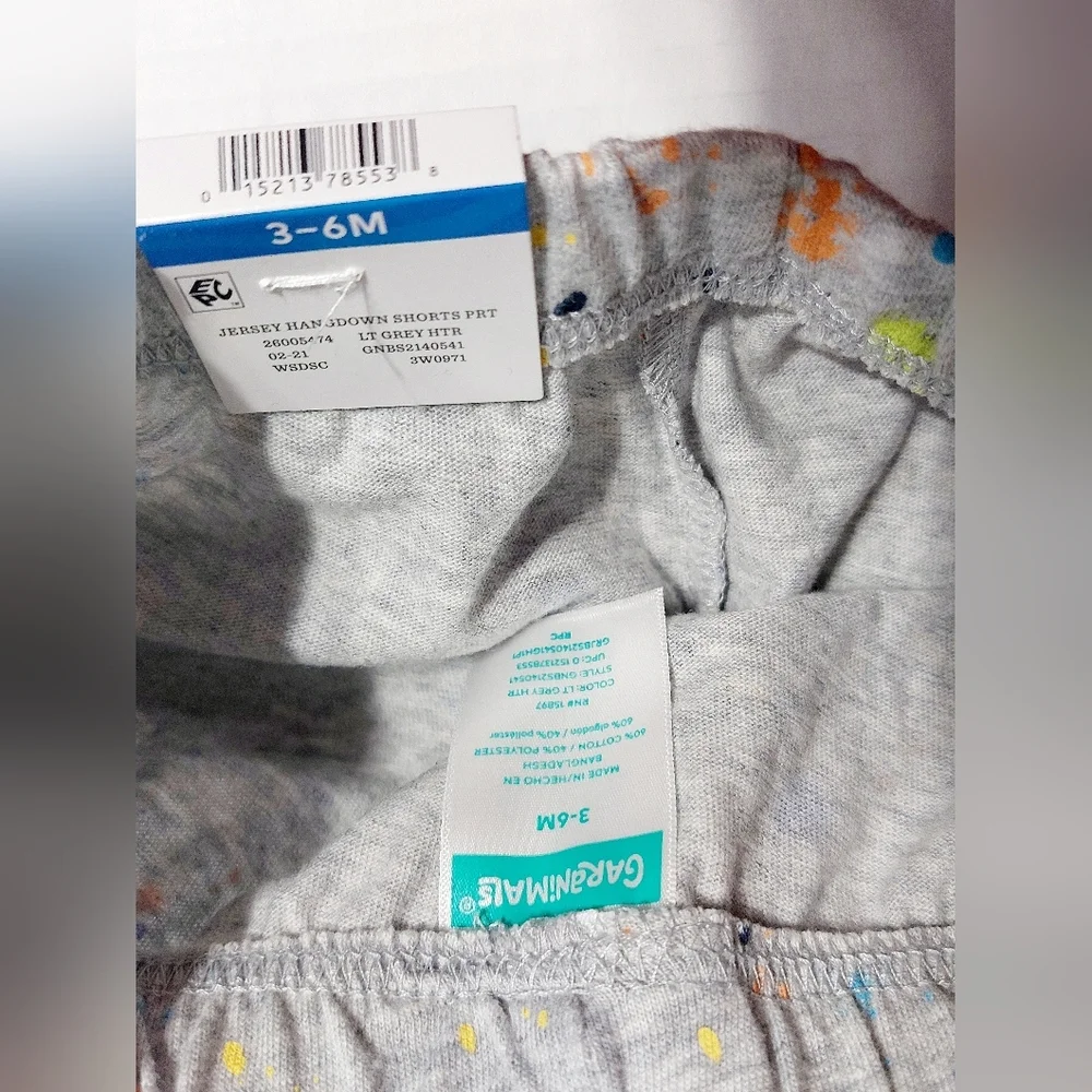 Grey paint splatter unisex Garanimals jogger style shorts  3-6 months